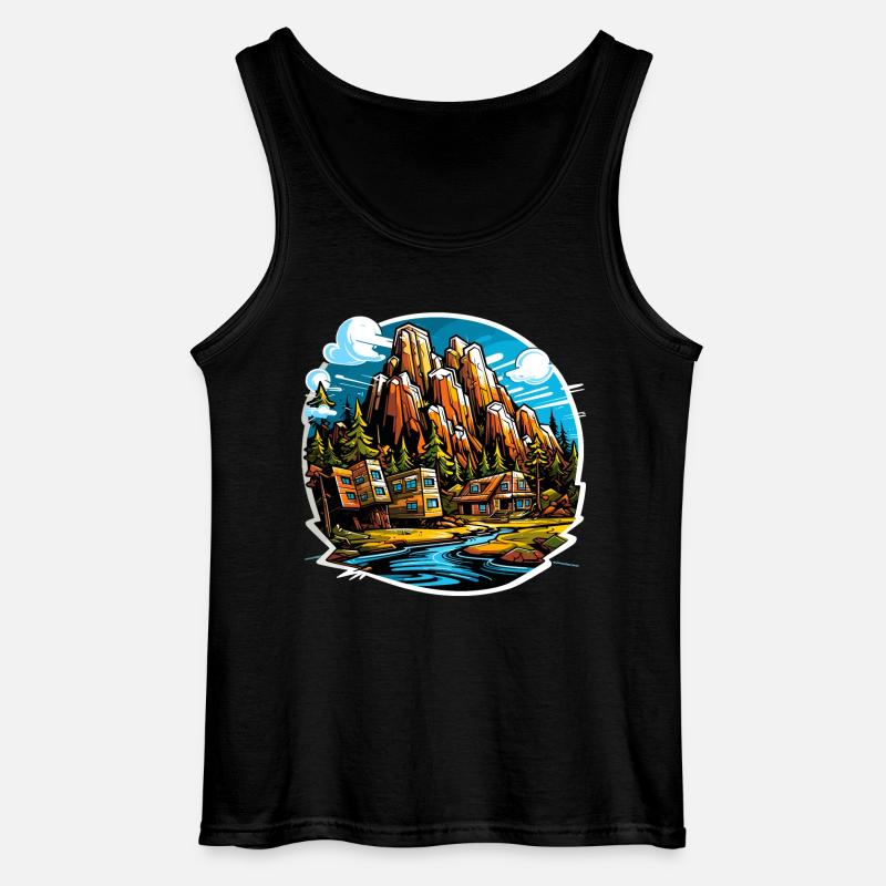 Landschaft - Illustration - Gildan Männer Tank Top - Schwarz