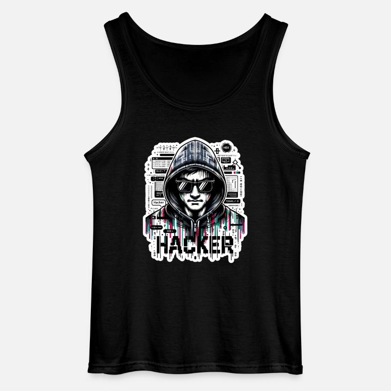 Hacker - Illustration - Gildan Männer Tank Top - Schwarz