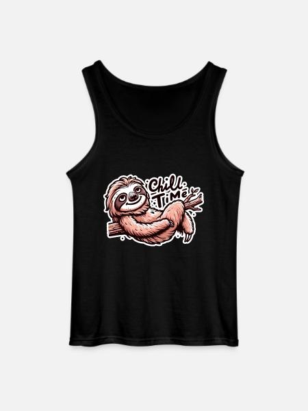 Chill Time - Sloth Illustration - Gildan Men’s Tank Top - black