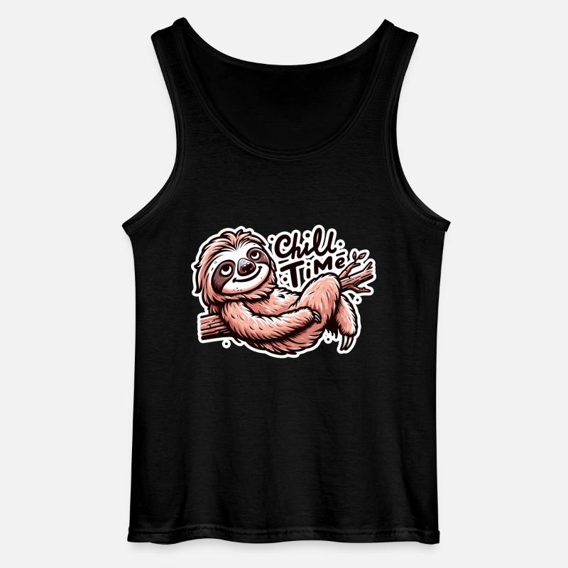 Chill Time - Sloth Illustration - Gildan Men’s Tank Top - black