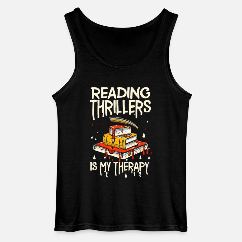 Reading Thrillers Is My Therapy - Gildan Männer Tank Top - Schwarz