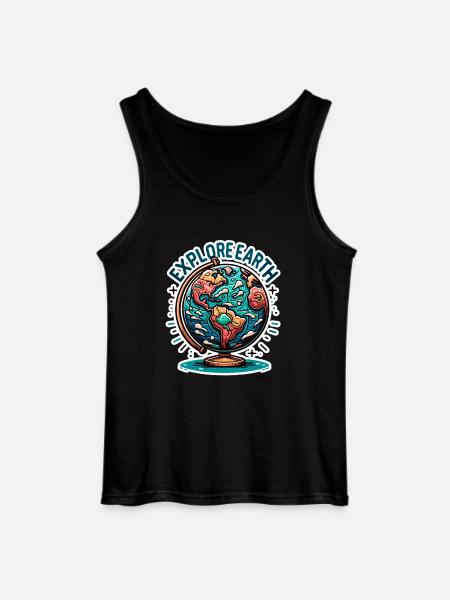 Explore Earth - Erde Illustration - Gildan Men’s Tank Top - black