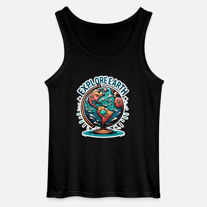 Explore Earth - Erde Illustration - Gildan Männer Tank Top - Schwarz