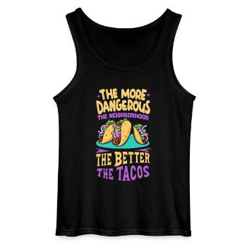 T-shirt Tacos & Adventure – Dangereusement bon ! - Débardeur Gildan Homme - noir - Devant - AI Model Male 185 dark (185cm)