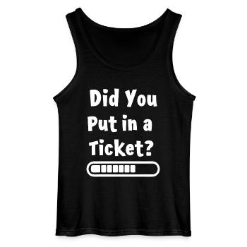 Did You Put in a Ticket? Funny IT Meme - Gildan Men’s Tank Top - black - Front - AI Model Male 185 dark (185cm)