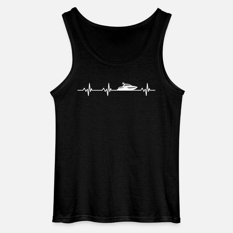 Herzschlag Motorboot - Gildan Männer Tank Top - Schwarz