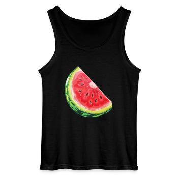 Watermelon slice quenching thirst - Gildan Men’s Tank Top - black - Front - AI Model Male 185 dark (185cm)
