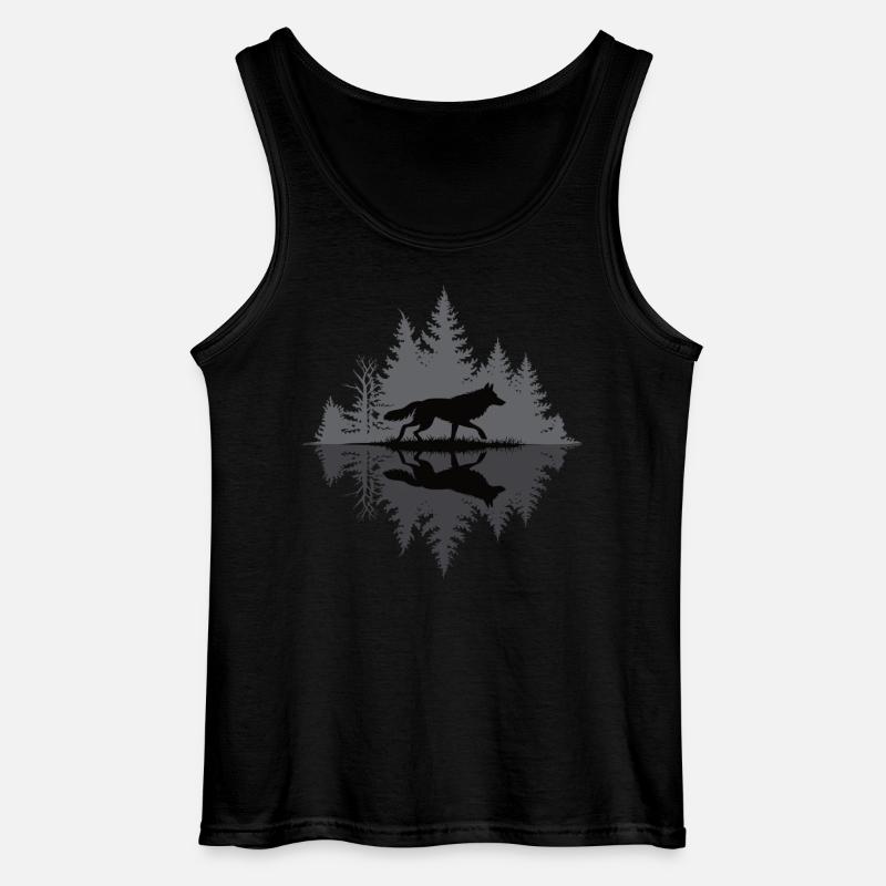Wolf im dunklen Wald - Gildan Männer Tank Top - Schwarz