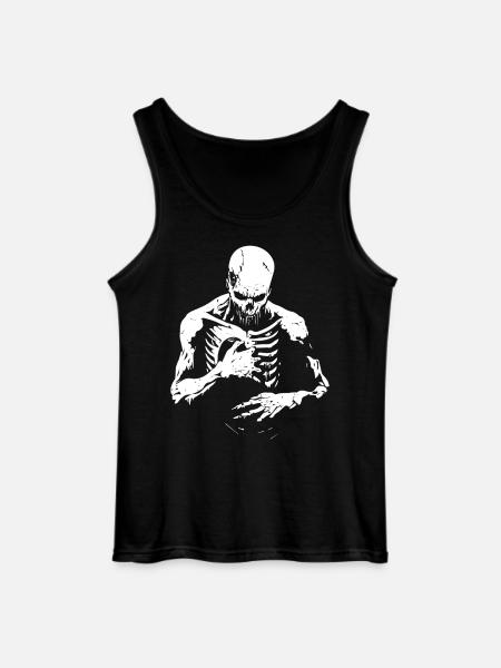 Decaying zombie reaches into chest - Gildan Men’s Tank Top - black