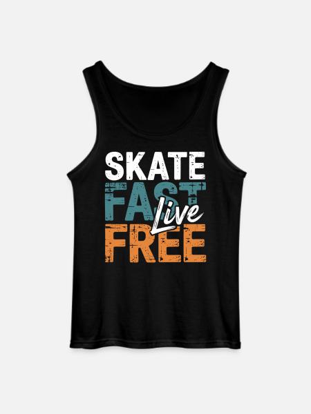 Skate Fast Live Gratuit - Débardeur Gildan Homme - noir