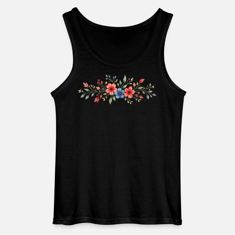 Aquarell Blumengemälde Kunstdruck - Gildan Männer Tank Top - Schwarz