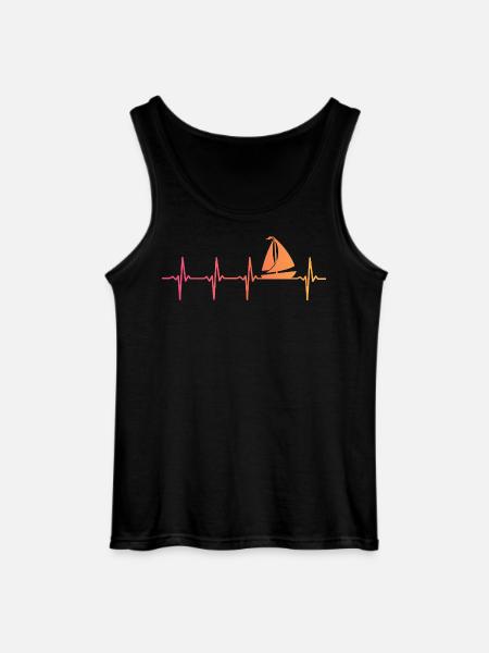 Sunset Sailing Boat Heartbeat Sail - Gildan Männer Tank Top - Schwarz