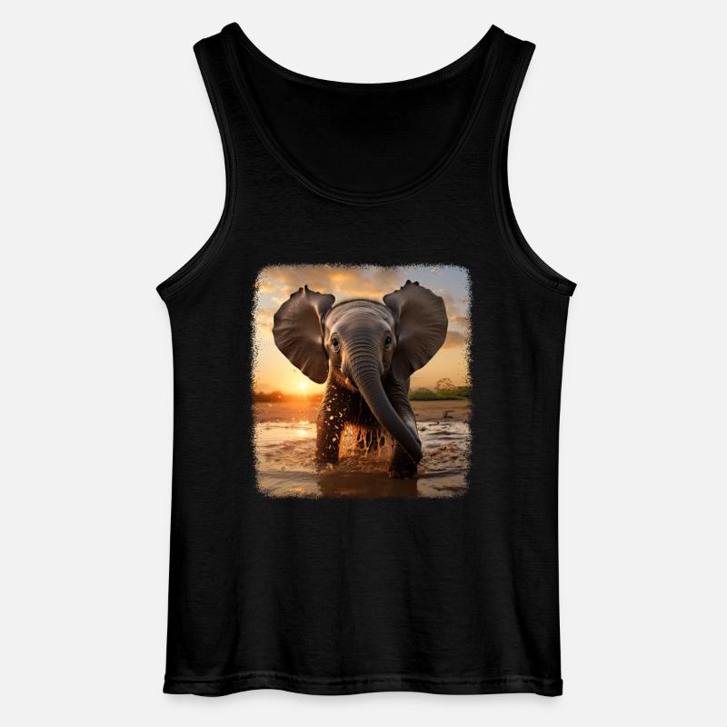 Elefanten realistic Elefant - Gildan Männer Tank Top - Schwarz