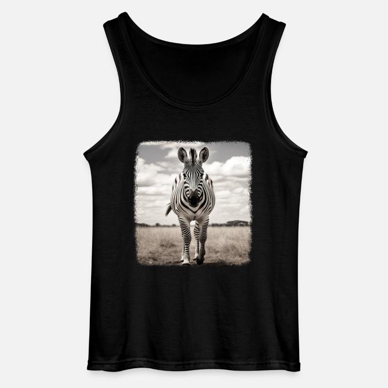 Zebras realistic Zebra - Gildan Men’s Tank Top - black