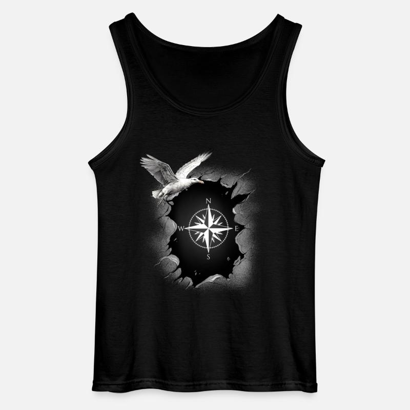 maritim Möwe Kompass Möwen Windrose - Gildan Männer Tank Top - Schwarz