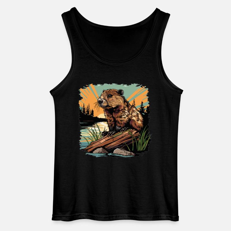 Beaver Biber - Gildan Männer Tank Top - Schwarz