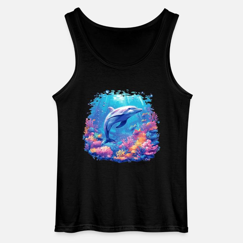 Dolphin Delfine Delfin - Gildan Männer Tank Top - Schwarz