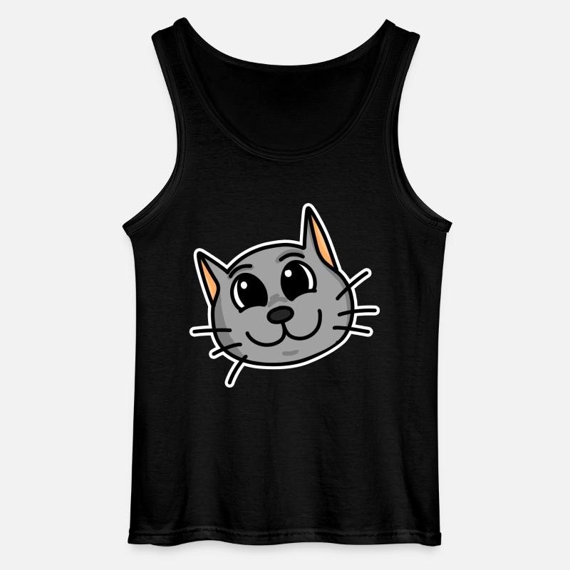 Niedliche Katze Kopf - Gildan Männer Tank Top - Schwarz