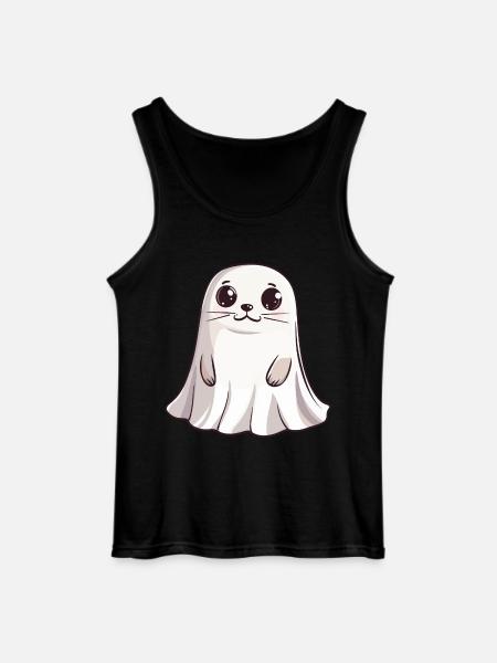 Seal Animal Halloween Funny Ghost - Gildan Men’s Tank Top - black