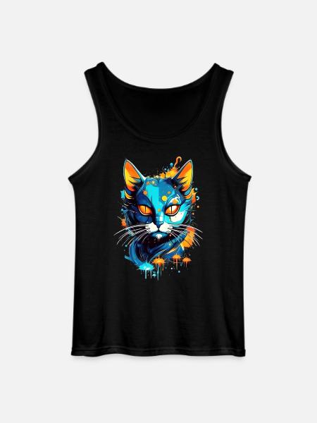 Bunte Weltraumkatze - Gildan Männer Tank Top - Schwarz