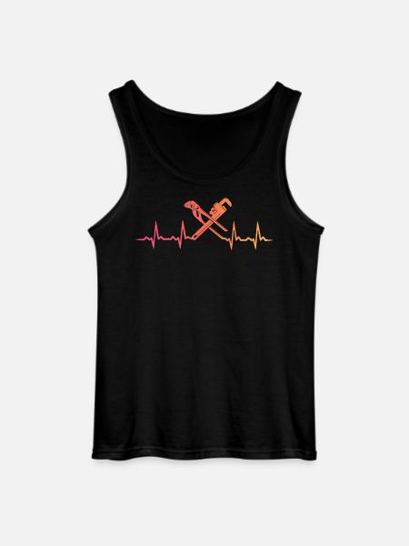 Heating Engineer Sunset Plumber's Heartbeat - Gildan Men’s Tank Top - black