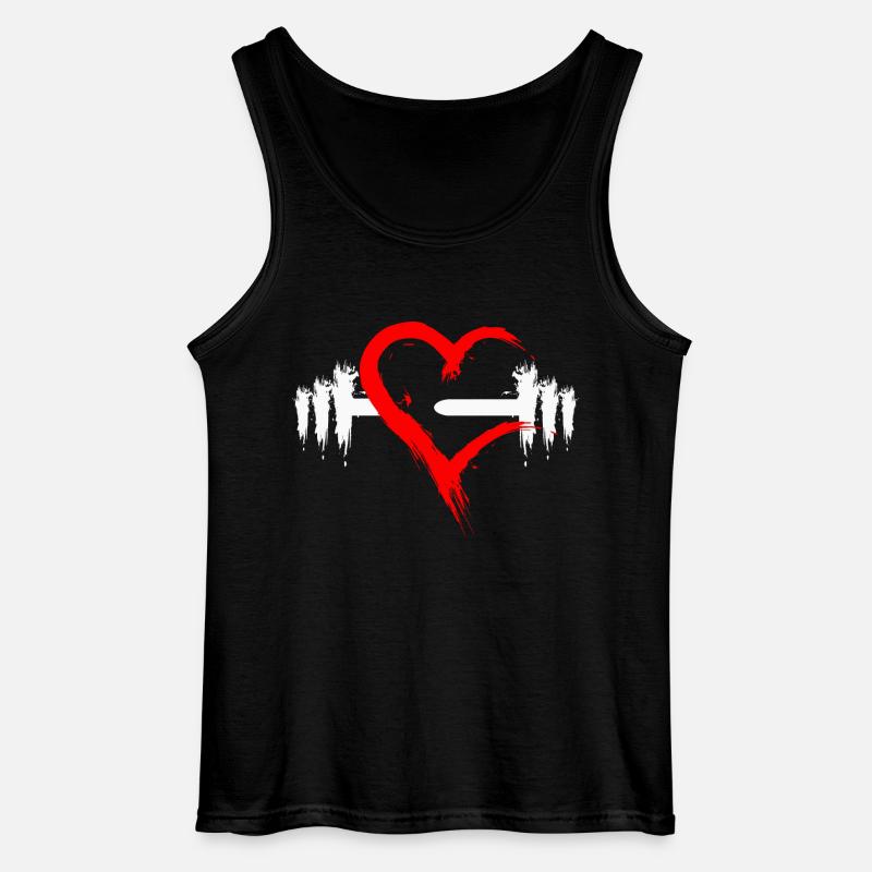 Hantel mit Herz - Gildan Männer Tank Top - Schwarz