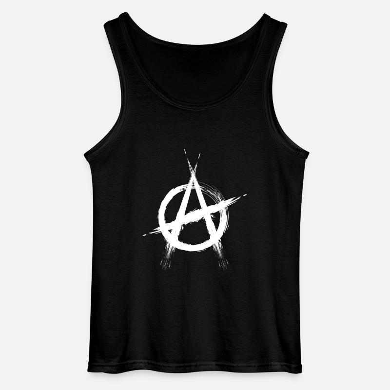 Anarchy symbol white - Gildan Men’s Tank Top - black