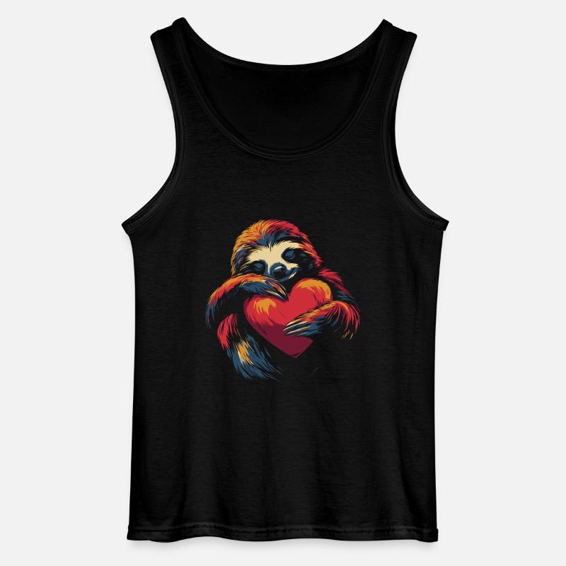 Faultier umarmt Herz - Gildan Männer Tank Top - Schwarz