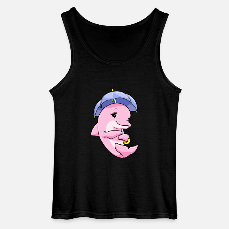 Delfin mit Regenschirm - Gildan Männer Tank Top - Schwarz