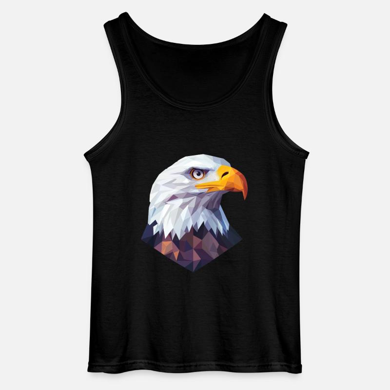 Conception du logo Low Poly de la tête d’aigle - Débardeur Gildan Homme - noir