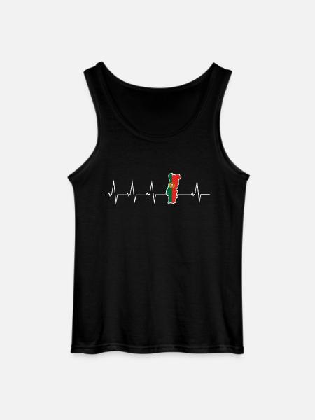 I love Portugal - heartbeat - Gildan Men’s Tank Top - black