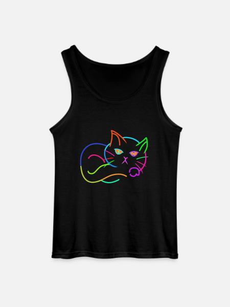 regnbue, kat, farverig, farverig, børn - Gildan tanktop til mænd - sort