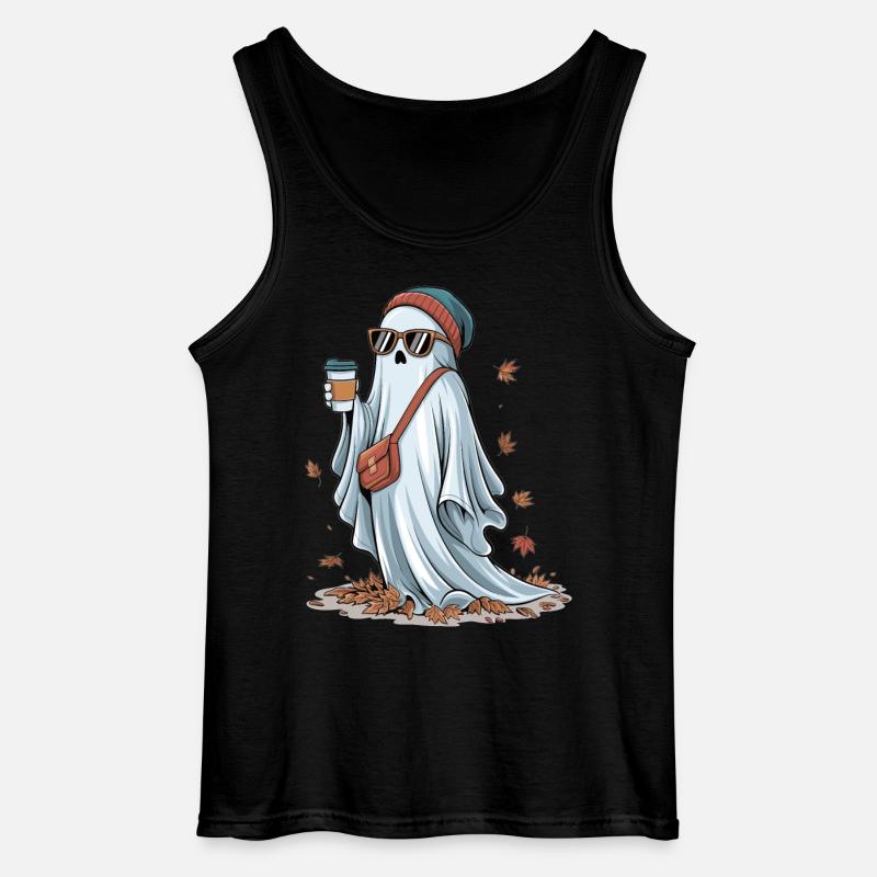 Coffee and ghosts - Gildan Men’s Tank Top - black