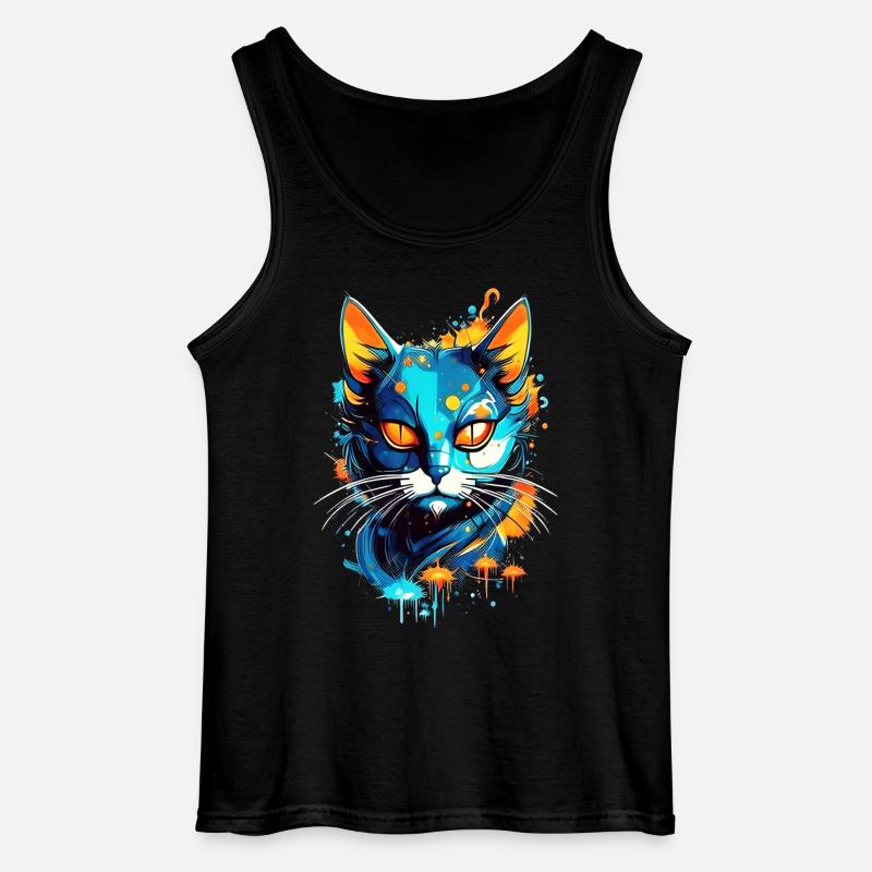 Bunte kosmische Katze - Gildan Männer Tank Top - Schwarz