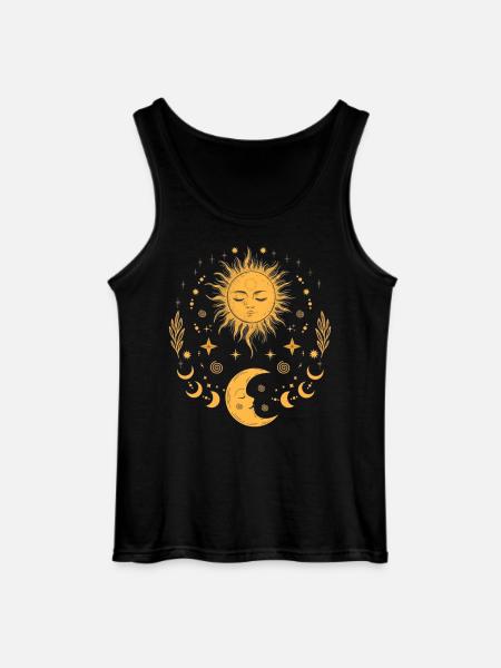 Vintage Sun Moon & Stars, Celestial Boho - Gildan Men’s Tank Top - black