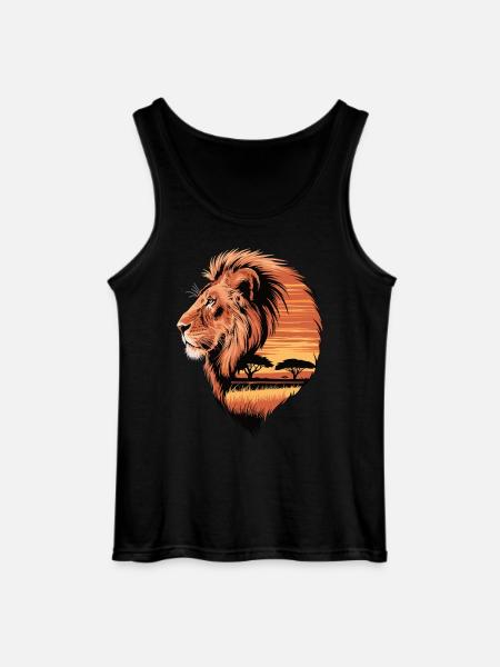 Løve på savannen – Vildmarkens konge - Gildan tanktop til mænd - sort