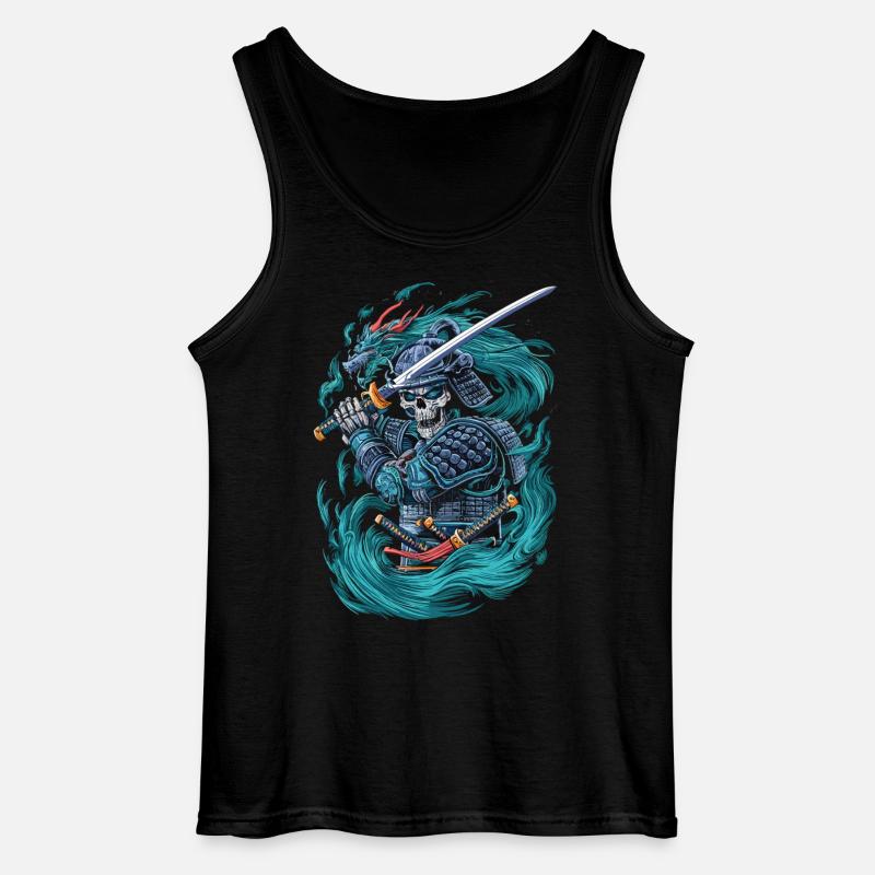Samurai-Skelett mit Drachengeist - Gildan Männer Tank Top - Schwarz