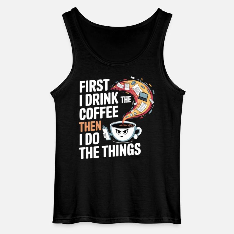 Kaffee vor allen Dingen - Gildan Männer Tank Top - Schwarz