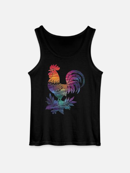 Bunter Hahn mit Blumen - Gildan Männer Tank Top - Schwarz