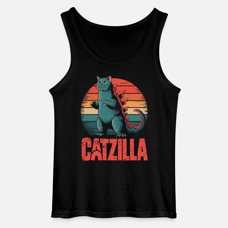 Monsterkatze im Retro-Stil - Catzilla - Gildan Männer Tank Top - Schwarz