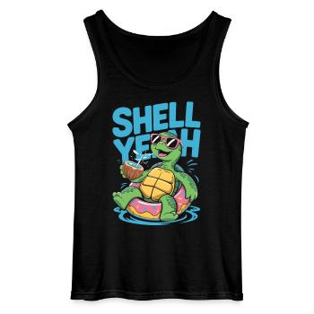 Shell yeah – Chill Turtle - Débardeur Gildan Homme - noir - Devant - AI Model Male 185 dark (185cm)