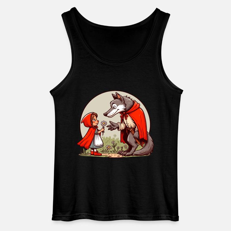Rotkäppchen Märchen Wolf Niedlich Märchenfigur - Gildan Männer Tank Top - Schwarz