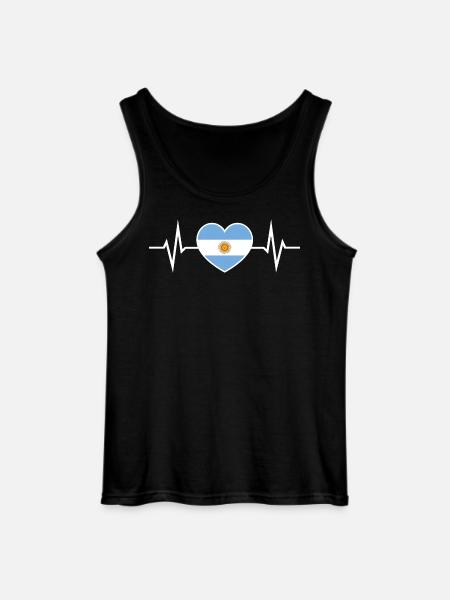 Argentina Heartbeat ECG Dear Argentina Fan - Gildan Men’s Tank Top - black