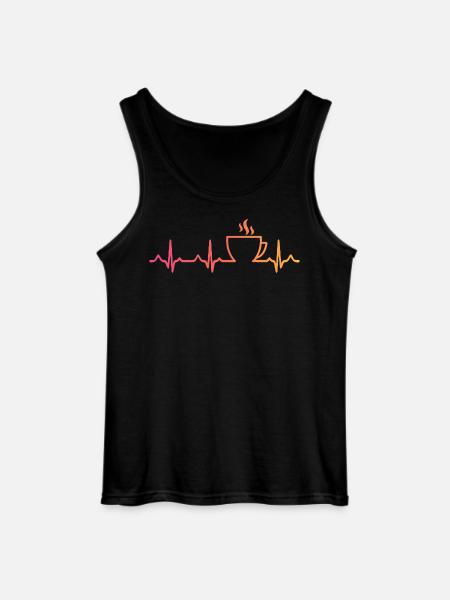 Sunset Coffee, Heartbeat, Coffee - Gildan Men’s Tank Top - black