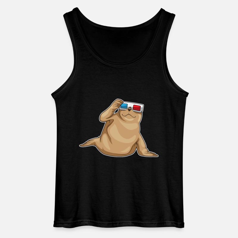 Seehund Brille - Gildan Männer Tank Top - Schwarz