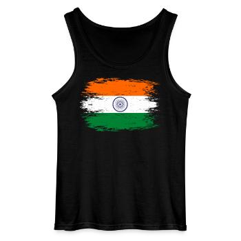 India flag used look - Gildan Men’s Tank Top - black - Front - AI Model Male 185 dark (185cm)