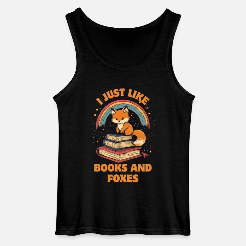 Süßer Fuchs mit Bücher - Gildan Männer Tank Top - Schwarz