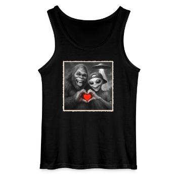 Bigfoot, Extraterrestre, Coeur, Main, Amour, OVNI - Débardeur Gildan Homme - noir - Devant - AI Model Male 185 dark (185cm)