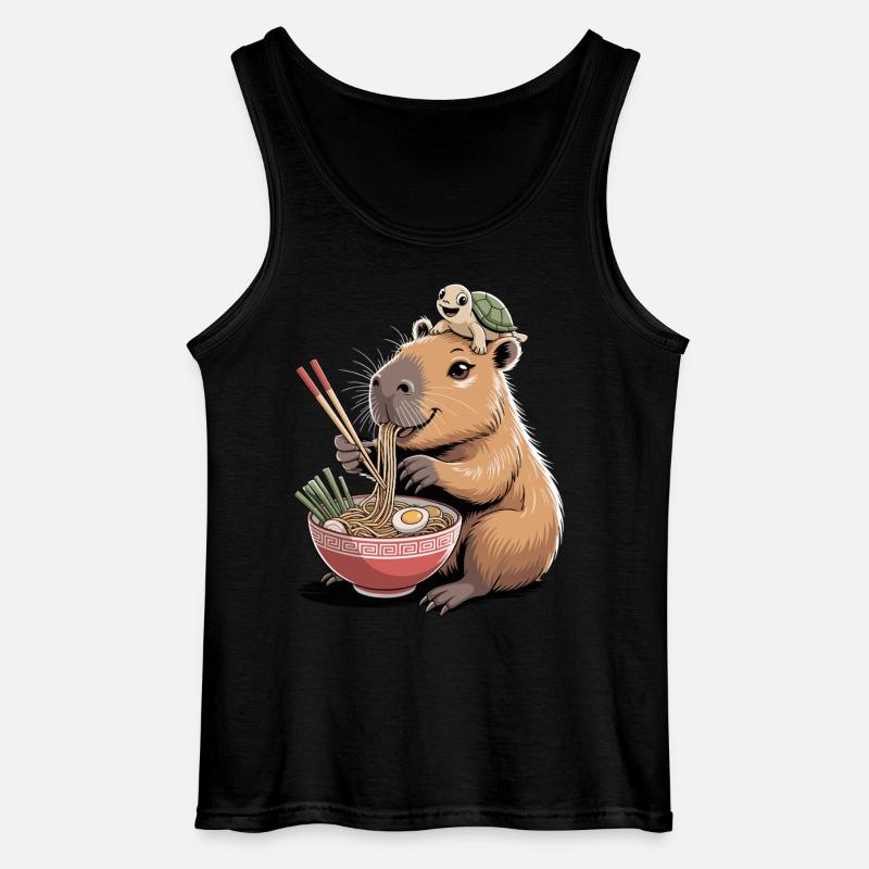 Cute capybara, ramen, turtle, capybara - Gildan Men’s Tank Top - black