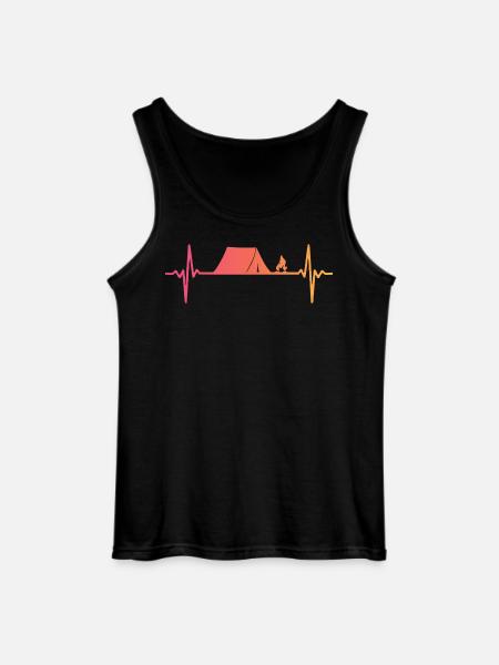 Camping Tent Sunset Heartbeat Tent - Gildan Men’s Tank Top - black
